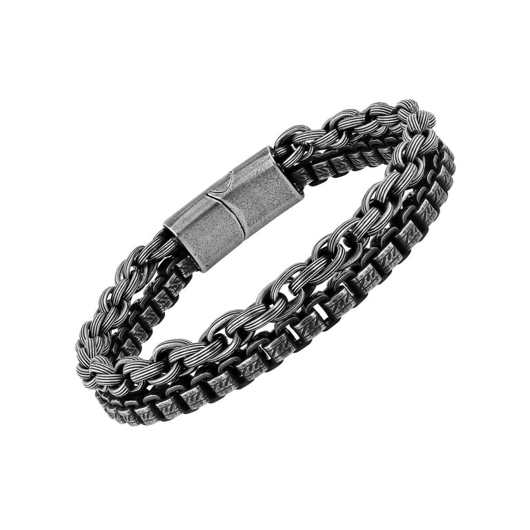 Double sided dark silver bracelet