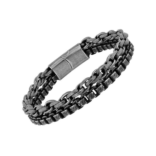 Double sided dark silver bracelet