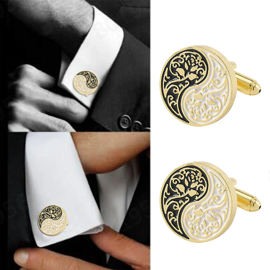Gold/black cufflink men